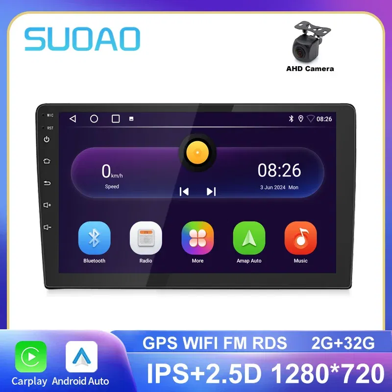 Color: WHITE, Ships From: CHINA - 2 Din Car Radio Carplay 1280*720 Android Auto Universal Multimedia Player GPS WIFI Autoradio Stereo Video System AHD Camera
