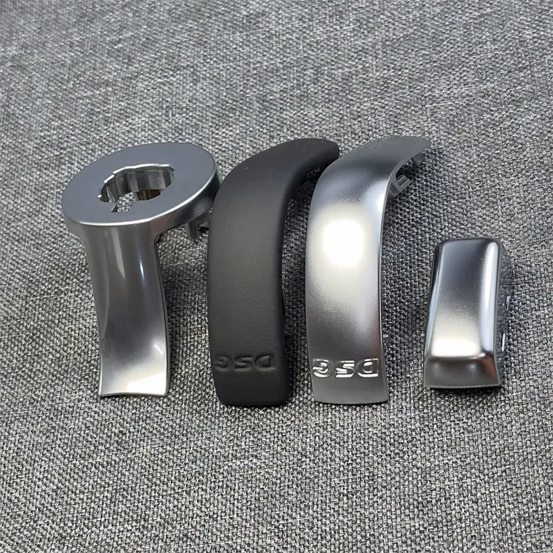 Color Name: Black - 1PCS Chrome Matt With Leather Shift Knob Gear Side Cover DSG Emblem For VW Golf 6 7 R GTI Passat B7 B8 CC R20 Jetta MK6