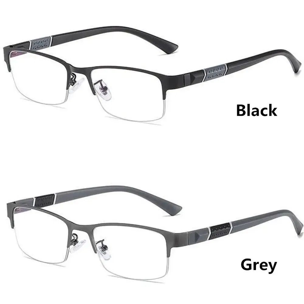 Frame Color: Pinkish Grey, Eye Prescription: +350 - Metal Anti-blue Light Reading Glasses Farsighted Eyeglasses Men Business Eyewear Diopter 0 +1.0 +1.5 +2.0 +2.5 +3.0 +3.5 +4.0