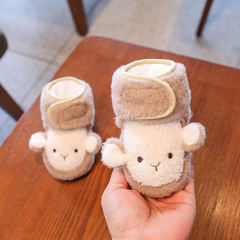 Color: Deep Purple, Baby Age: 0-6 Months - Winter New Cute Cartoon Baby Booties Boy Girl Boots Cotton Soft-Sole Non-Slip Warm Toddler First Walkers Infant Crib Shoes