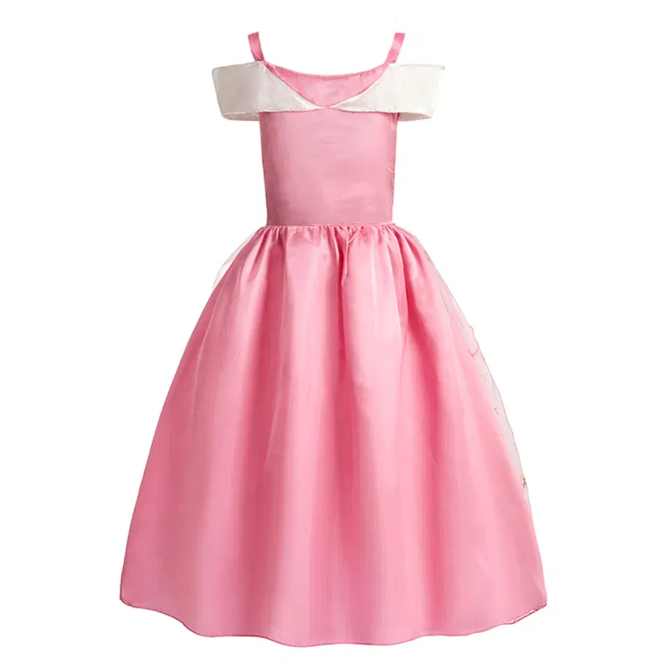 Color: Gold, Kid Size: 4T - Children Halloween Disguise Aurora Cinderella Disney Princess Costume Festival Dress up Kids Girls Sleeping Beauty Frock 1-12Yrs