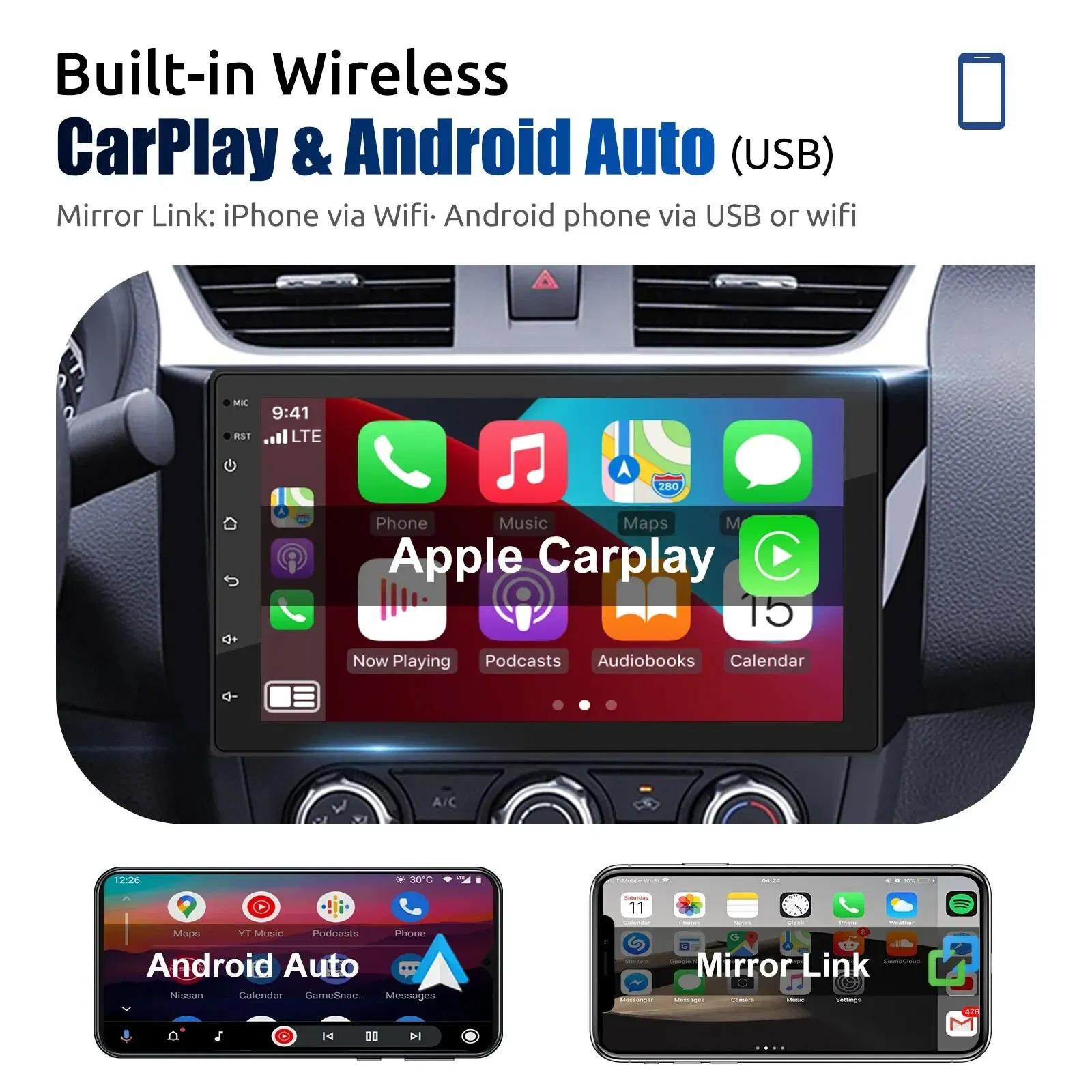 Color: Silver, Ships From: CHINA - ?‹ESSGOO Car Radio 2 Din 7"/9"/10" Carplay Auto Android 13 Mp5 Universal WIFI GPS Car Radio Multimedia Video Player FM Car Stereo