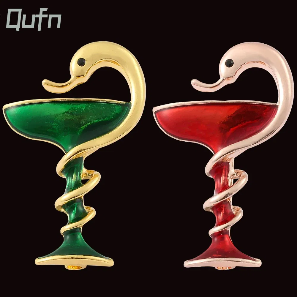 Metal color: Light Yellow Gold Color, Ships From: CHINA - Snake Cup Metal Enamel Brooch Red Green Trophy Memorial Cup Pins Animal Clubs Badge Gift For Women Men Jewelery