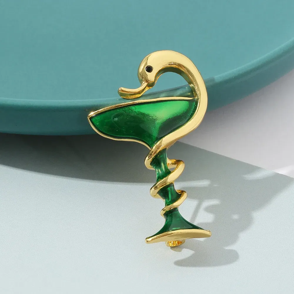 Metal color: Light Yellow Gold Color, Ships From: CHINA - Snake Cup Metal Enamel Brooch Red Green Trophy Memorial Cup Pins Animal Clubs Badge Gift For Women Men Jewelery