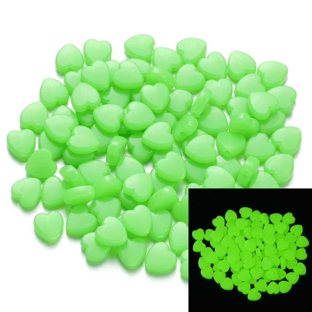 Color: black, Item Diameter: 2mm - 50Pcs Luminous Star Beads Heart Shape Acrylic Beads Loose Spacer Beads for Jewelry Making DIY Bracelet Necklace Accessories