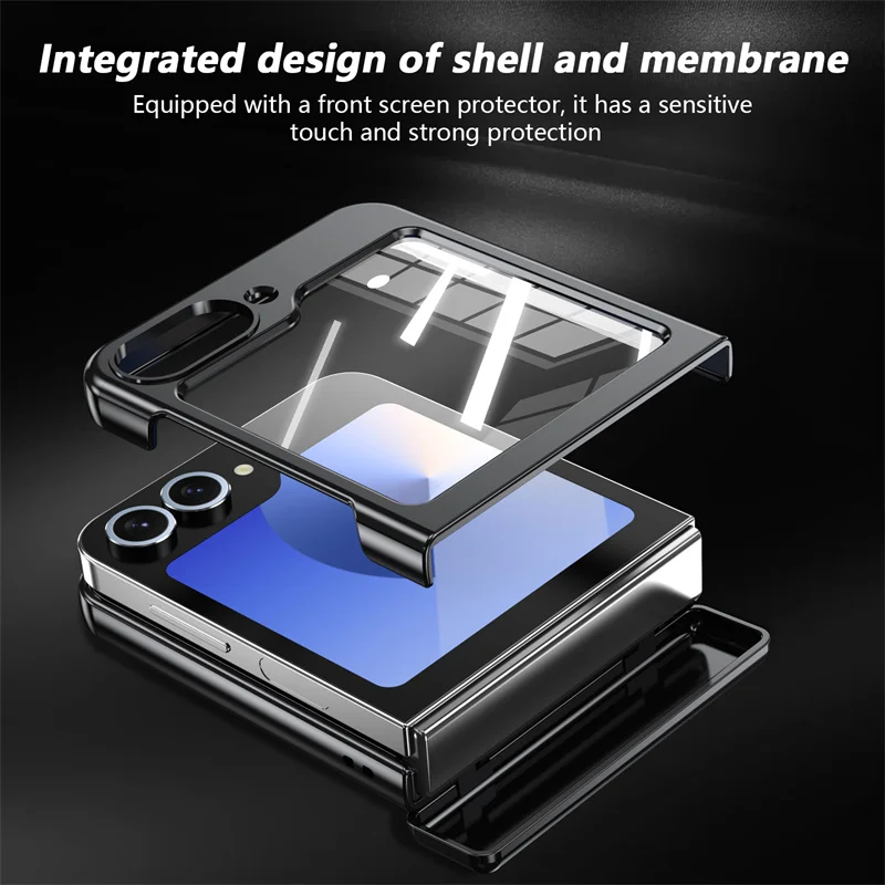 Color: Gold, Material: Cotton - 360?° Magnetic Rotate Holder Ring Phone Case For Samsung Galaxy Z Flip 6 5 4 Flip6 Flip5 Flip4 Flip3 Hard Shell Protection Cover
