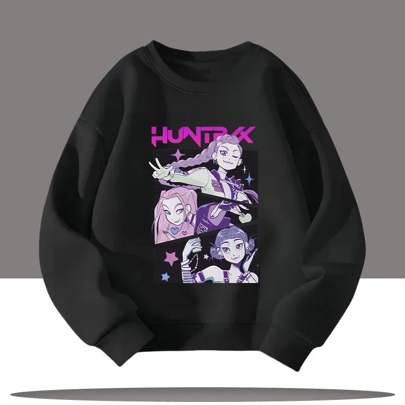 Color: PURPLE, Kid Size: 9 - Children's Clothing K-pop Demon Hunters Cartoon Print 3-12 Year Old New Style Kids Round-neck Sport Shirt Cute Girl Casual Top