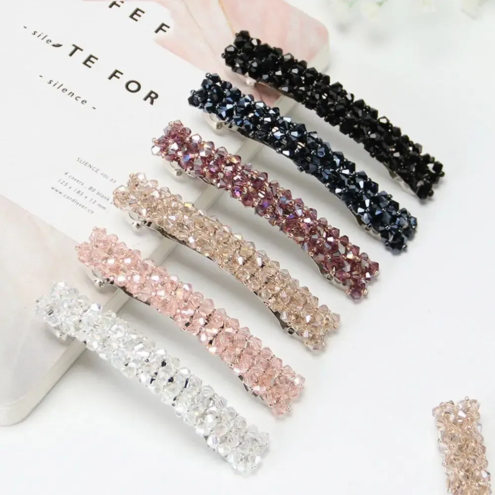 Color: GRAY - Hot Sale 5 Colors Korean Crystal Pearl Elegant Women Barrettes Hair Clip Hairgrips Hairpin Girls Hair Accessories Dropshipping