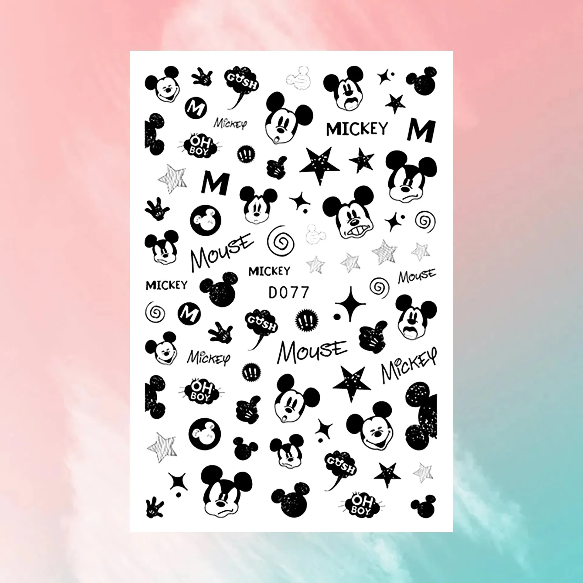 Color: Beige - 1PCS Disney Cartoon Nail Stickers Wholesale Waterproof Paste Nail Art Sticker Princess Mickey Anime Series Nail Decoration
