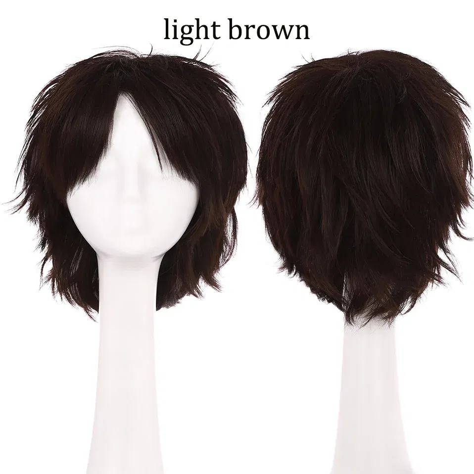Color: 4/30HL, Ships From: CHINA, Stretched Length: 8inches - S-noilite Synthetic Short Wig Blue Brown Black Women Men Cosplay Costume Party Head Wigs Hair