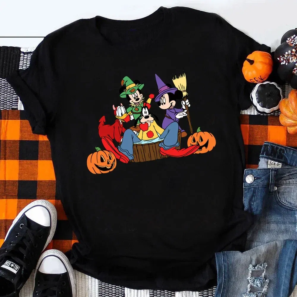 Color: Khaki, Kid Size: 4 - Funny Mickey Minnie Mummy Print Disney Children Cotton T Shirts Trick Treat Fashion Halloween Cute Kid Clothes Girls Streetwear