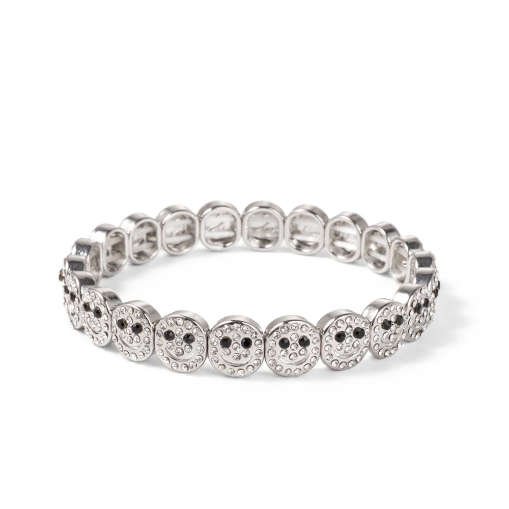 Metal Color: RED, Ships From: CHINA, Diameter: 50-52mm - 2024 New Rhinestone Happy Bangle For Women Diamond Hand Accessory