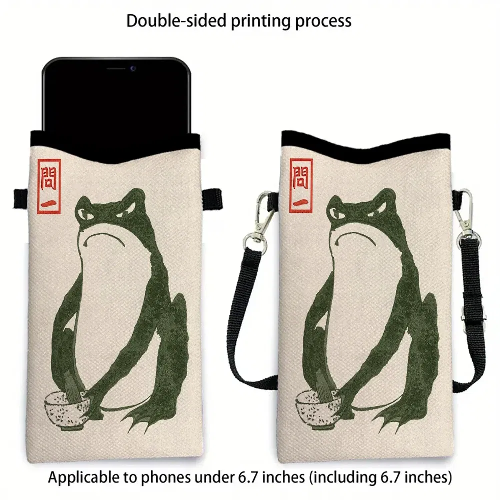 Color: Beige, Size: Extra Large - Frog CrossbodyBag Print Phone Wallet with AdjustableShoulder Strap Unisex Design ForDailyUse,Travel10.7