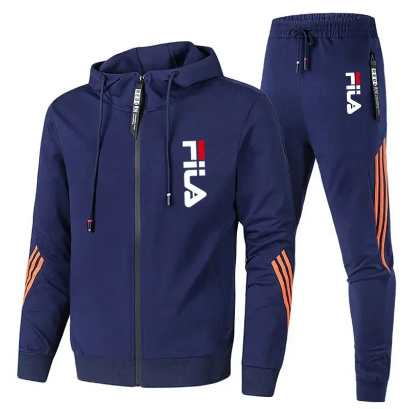 Color: PURPLE, Size: XL, Ships From: CHINA - Men's spring and Fall outdoor zipper jacket + sweatpants jogging set Casual basketball fitness two-piece set