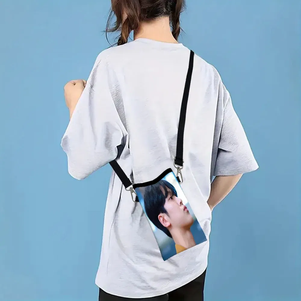 Color: GRAY, Size: Extra Large - SF9 Rowoon Print Phone Bag Adjustable Detachable Strap Designed Women Crossbody Bag Convertible Shoulder Bag3.3