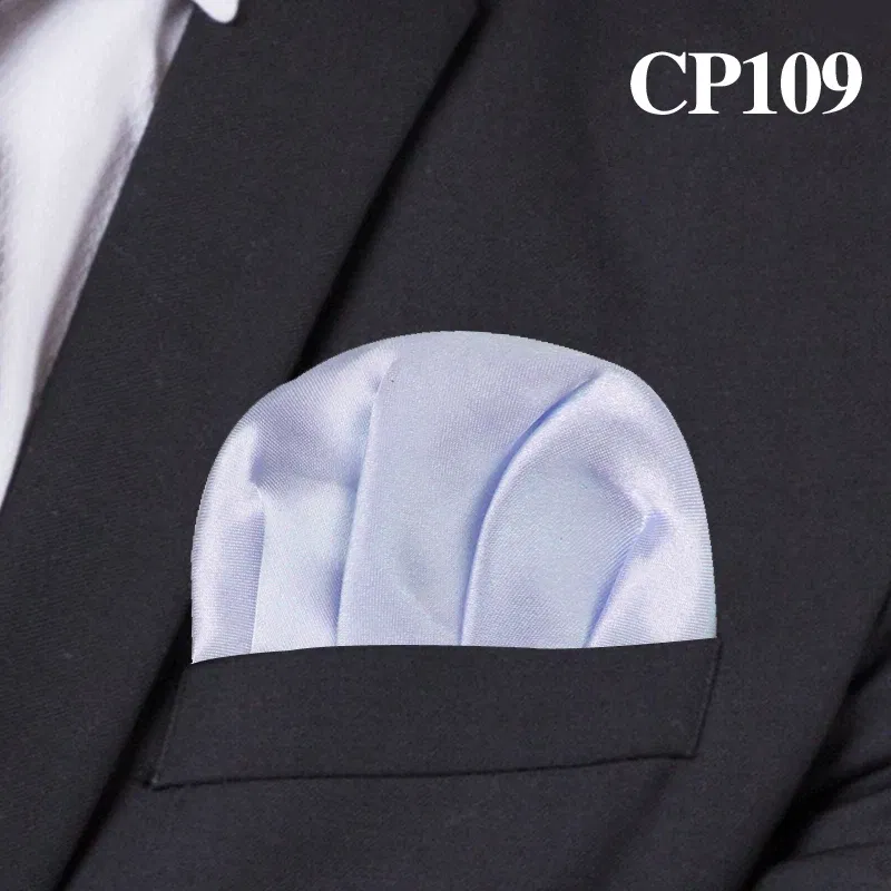 Color: SKY BLUE - Fashion Solid Silk Satin Handkerchief Candy Color Suits Pocket Square For Men Business Chest Towel Hanky Suit Napkin Hankies