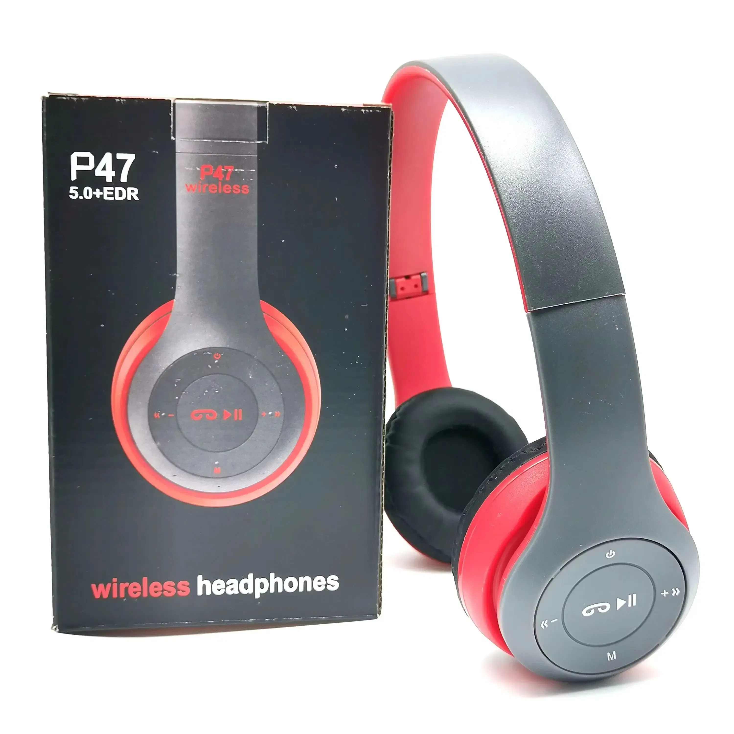 Color: Red - Stereo P47 Headset 5.0 Bluetooth Headset Folding Series Wireless Sports Game Headset for iPhone XiaoMi