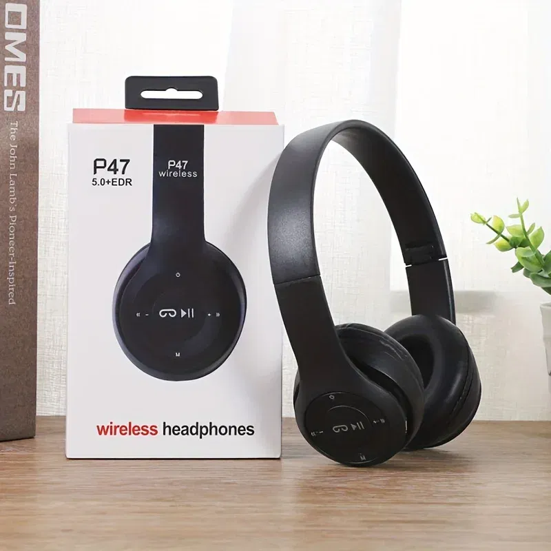 Color: Red - Stereo P47 Headset 5.0 Bluetooth Headset Folding Series Wireless Sports Game Headset for iPhone XiaoMi