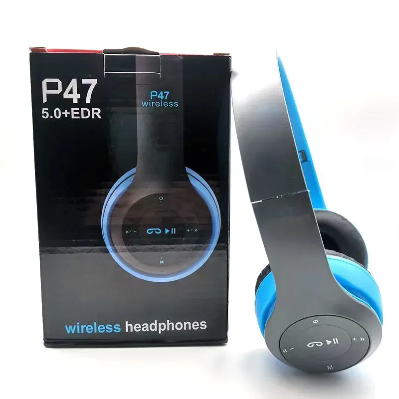 Color: Red - Stereo P47 Headset 5.0 Bluetooth Headset Folding Series Wireless Sports Game Headset for iPhone XiaoMi