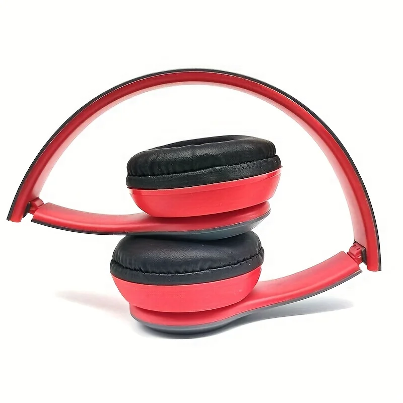 Color: Red - Stereo P47 Headset 5.0 Bluetooth Headset Folding Series Wireless Sports Game Headset for iPhone XiaoMi