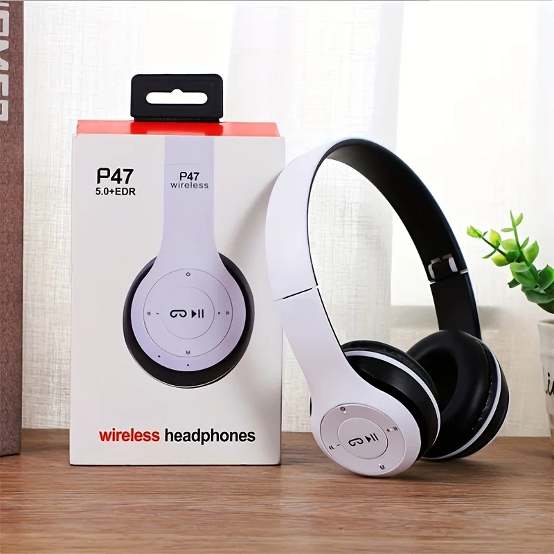 Color: Red - Stereo P47 Headset 5.0 Bluetooth Headset Folding Series Wireless Sports Game Headset for iPhone XiaoMi