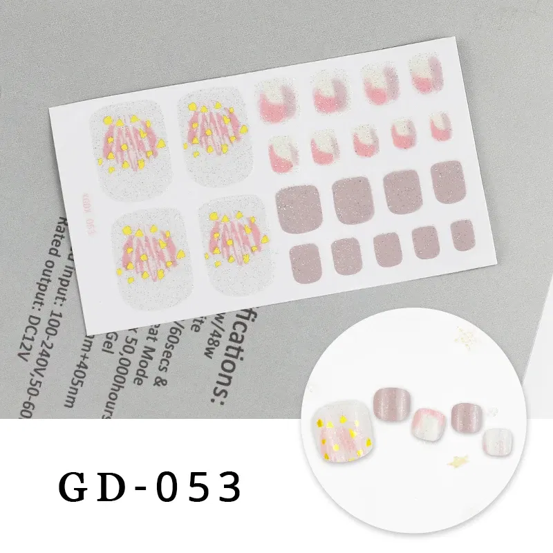 Color: gold foil - Colorful Nail Stickers Foot Shiny Glitter Nails Charms Full Cover Self-Adhesive Nail Polish Stickers for Nails Art