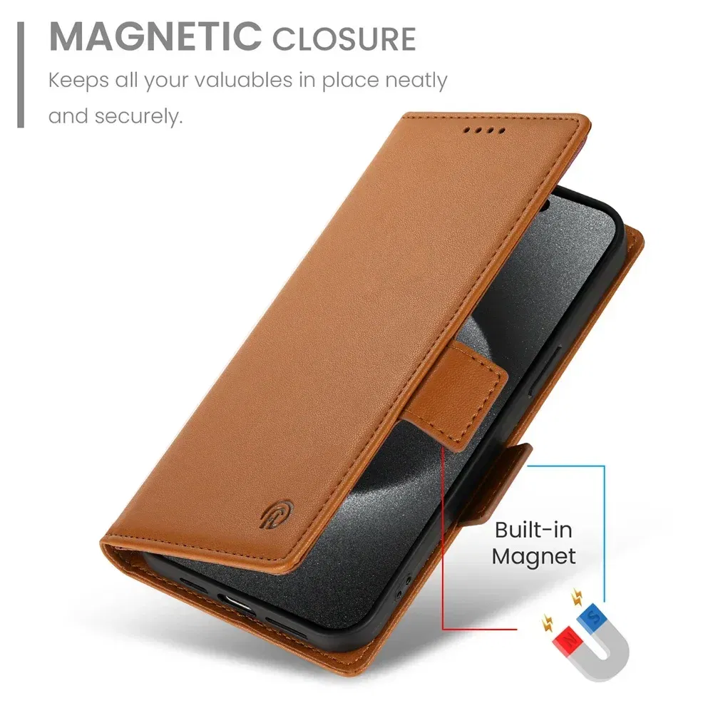 Color: Red, Material: PE - PU Leather Flip Phone Case For iPhone 16 15 Pro Max 16E 14 13 1211 XS Max XR X 8 7 Plus SE KickStand Cards Solt Wallet Cover