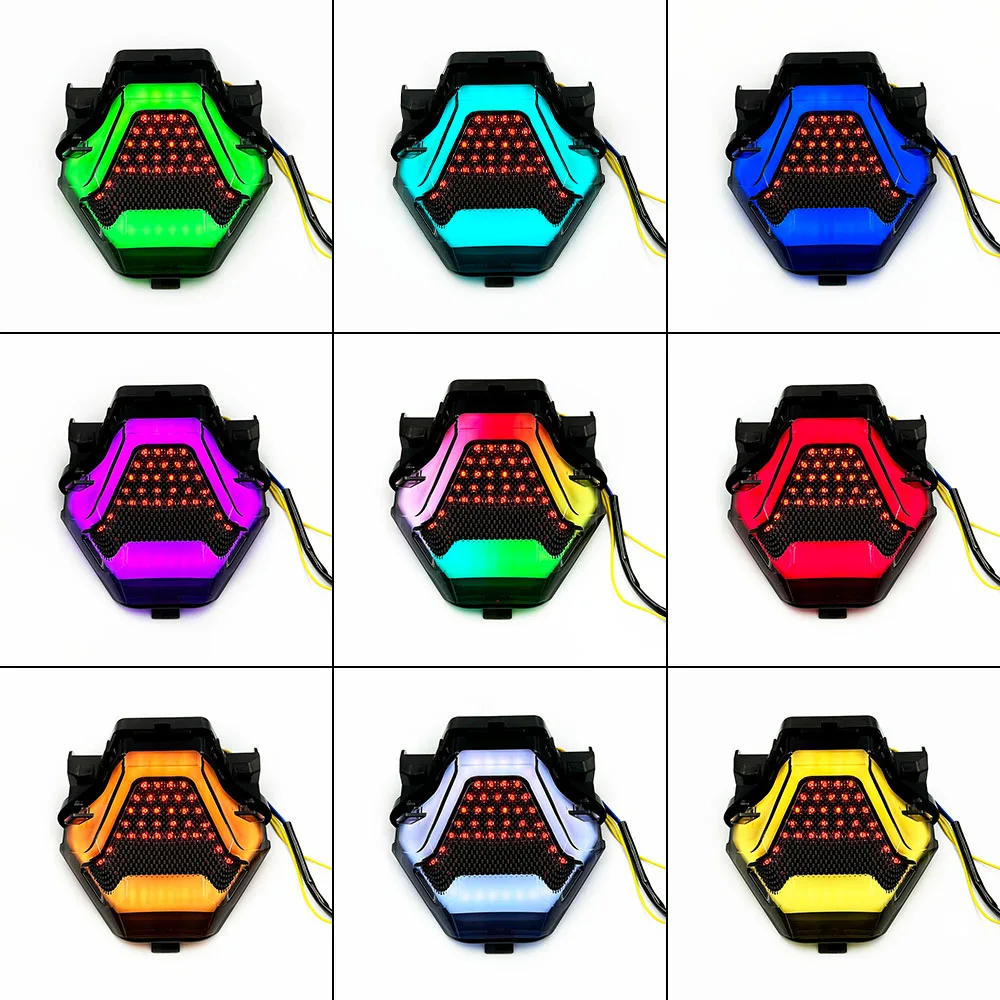 Color: Silver - Motorcycle LED Taillight Moto rear Brake Light Indicator Lamp for Yamaha MT03 MT25 2014-2020 R3 R25 2013-2020 MT07 2013-2017
