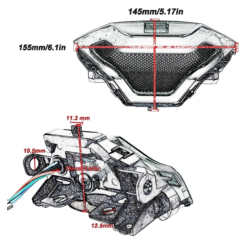 Color: Silver - Motorcycle LED Taillight Moto rear Brake Light Indicator Lamp for Yamaha MT03 MT25 2014-2020 R3 R25 2013-2020 MT07 2013-2017