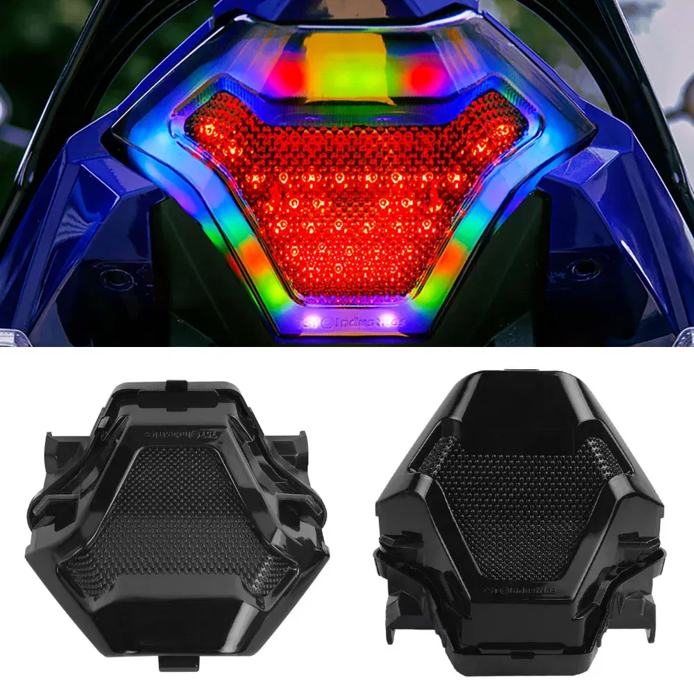 Color: Silver - Motorcycle LED Taillight Moto rear Brake Light Indicator Lamp for Yamaha MT03 MT25 2014-2020 R3 R25 2013-2020 MT07 2013-2017