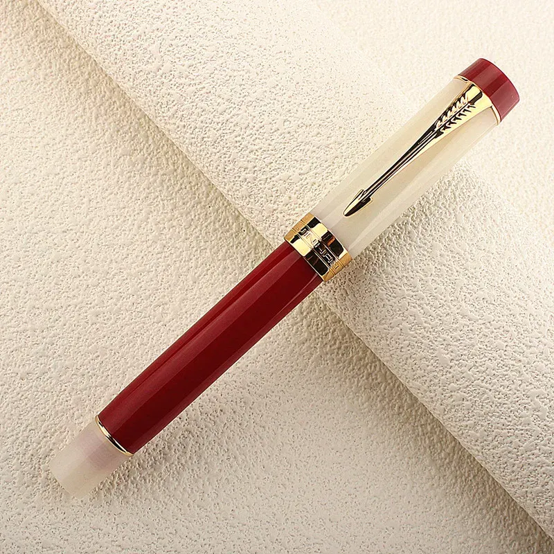 Color: Yellow, Nib Size: M - JINHAO 100 Centennial Fountain Pen Resin Gold Clip Nib EF F M Students Pens Business Stationery School Office Supplies PK 9019