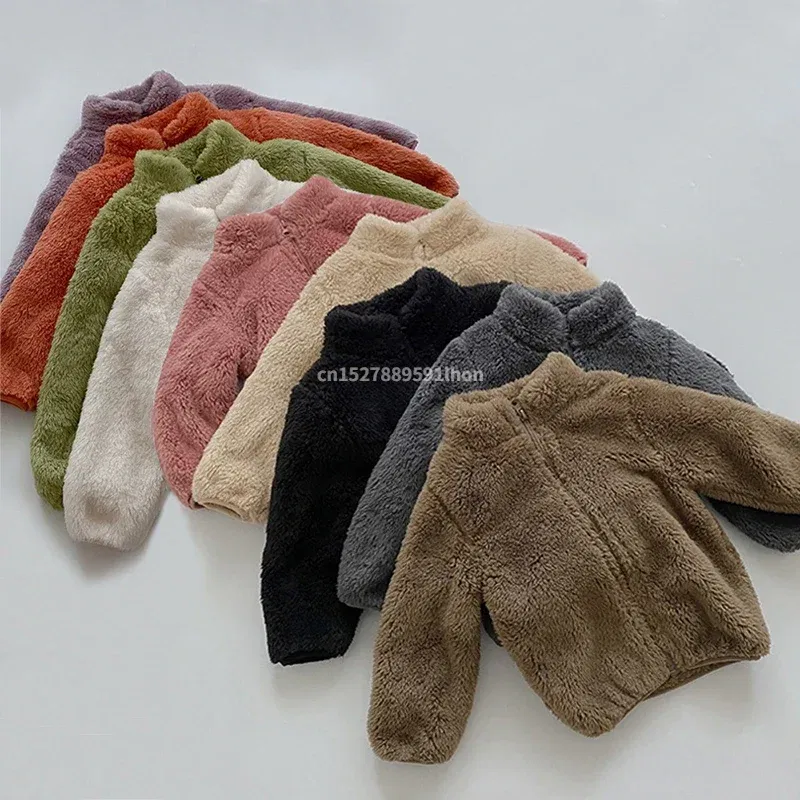 Color: GRAY, Kid Size: 12M - Kids Winter Coats 2024 New Children Outerwear Boy Warm Fleece Jacket Baby Girls Jackets for Autumn Spring Children Clothing
