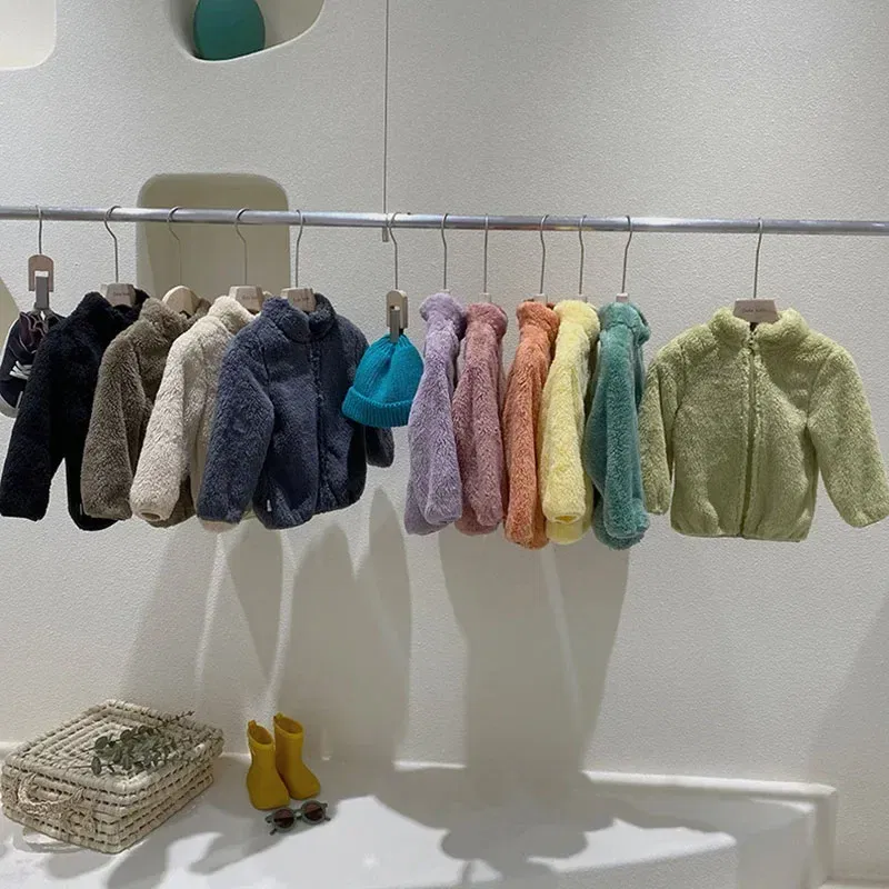 Color: GRAY, Kid Size: 12M - Kids Winter Coats 2024 New Children Outerwear Boy Warm Fleece Jacket Baby Girls Jackets for Autumn Spring Children Clothing