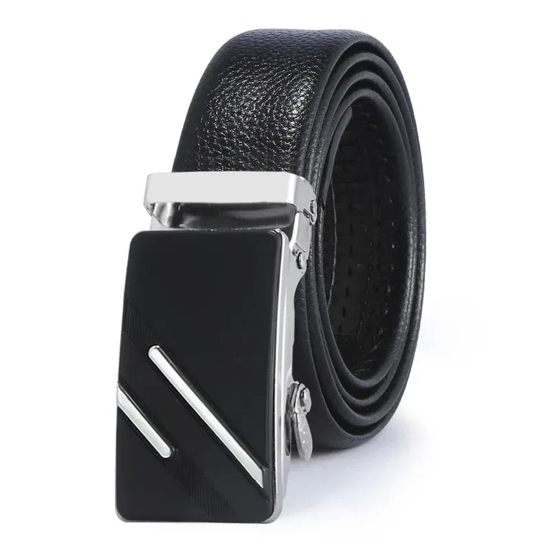 Color: Brown, Belt Length: 120cm - Man PU Leather Belt High Quality Men Business Belt Golden Automatic Buckle Waist Buckle Rhinestone Decoration Males Luxury Belt