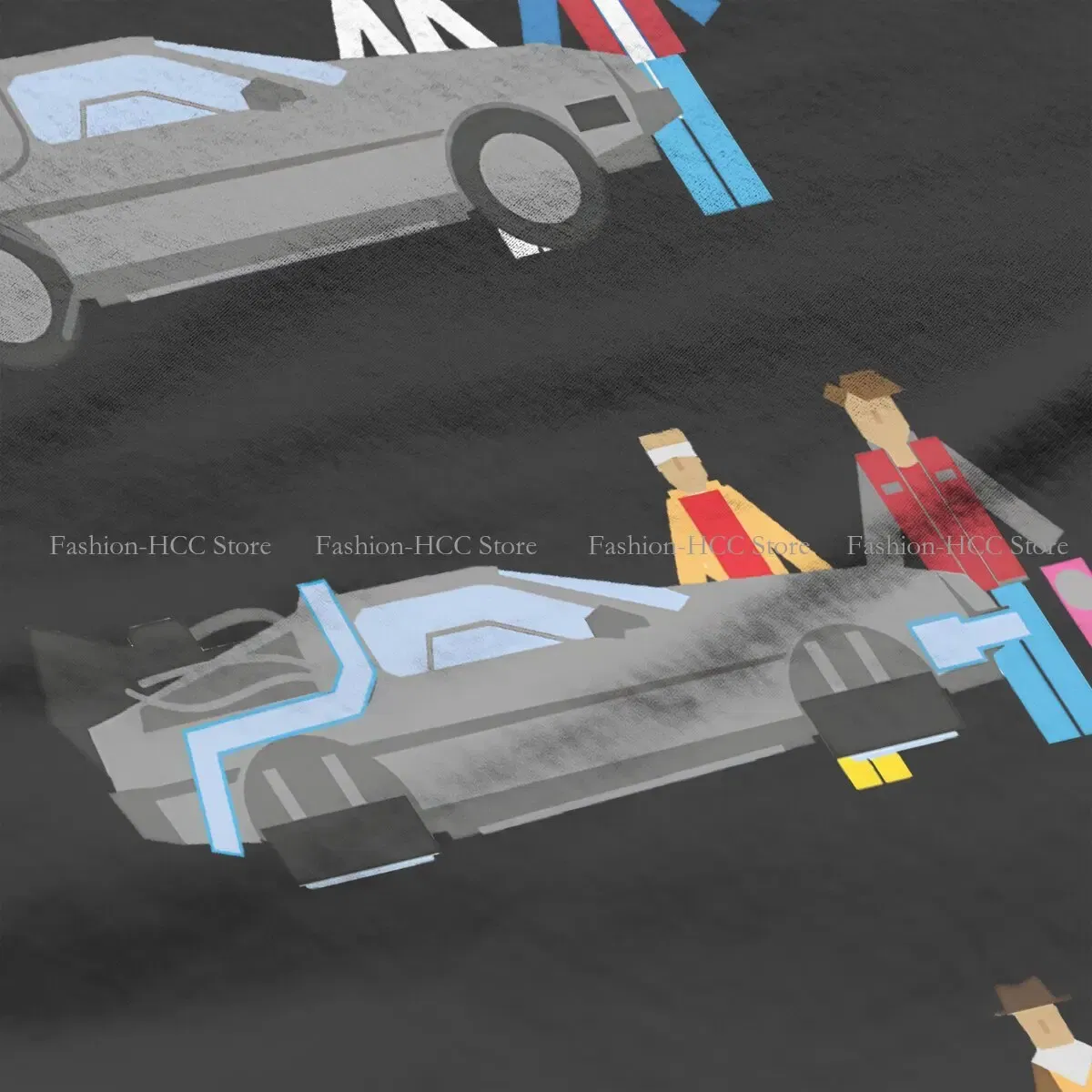 Color: WHITE, Size: M - Delorian Hip Hop Polyester TShirt Back To The Future Style Tops Leisure T Shirt Female Tee