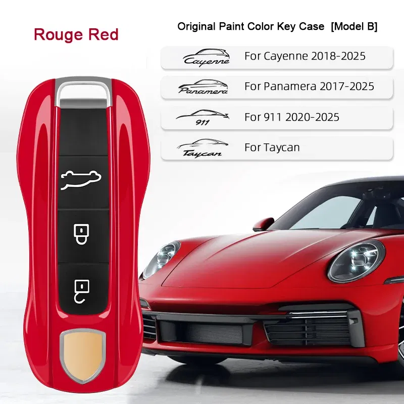Color Name: VIOLET - For Porsche Cayenne 9ya 9yb Panamera 971 911 Targe Taycan Macan 95b Cayman 718 Boxster 2014-2025 Car Remote Smart Key Case Cover