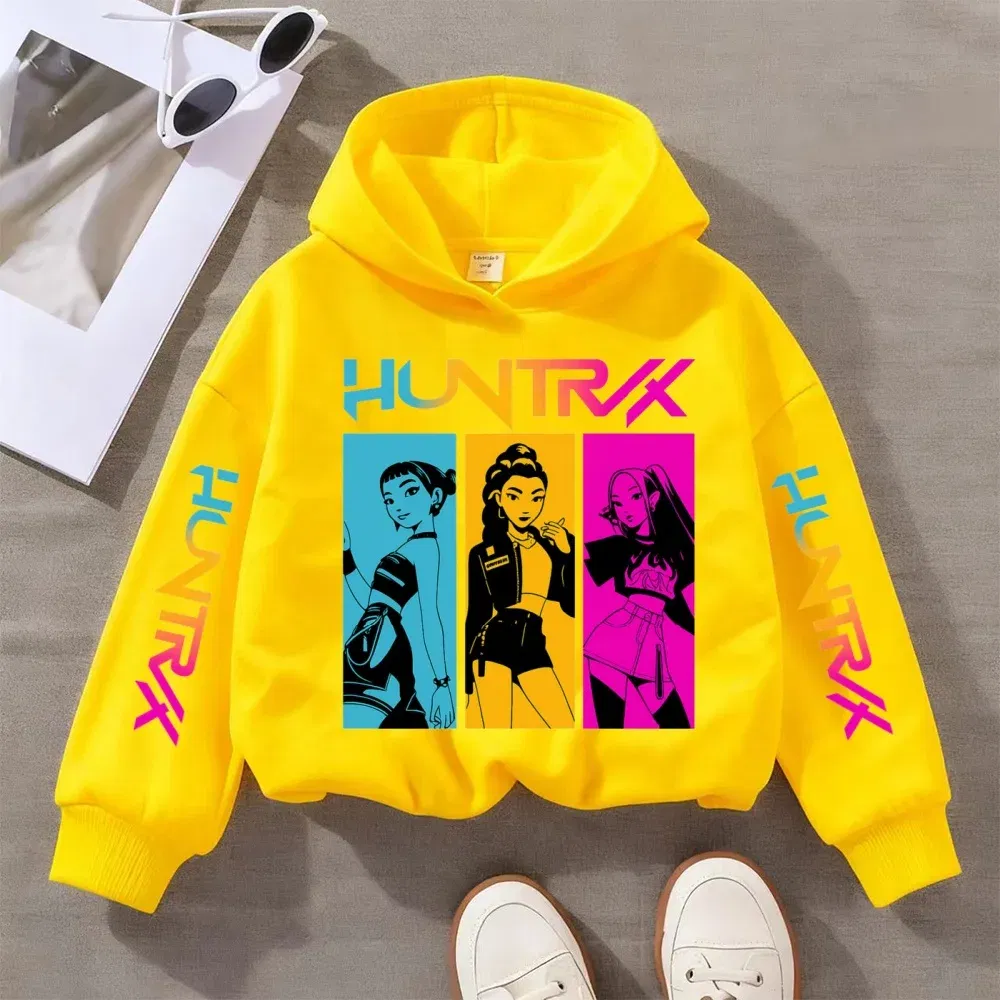 Color: Yellow, Kid Size: 122 - KPOP Demon Hunters Children's Sweatshirt Girls' Clothes Girls' Sweatshirt autumn 2024 New Cute Fashion Hoodie