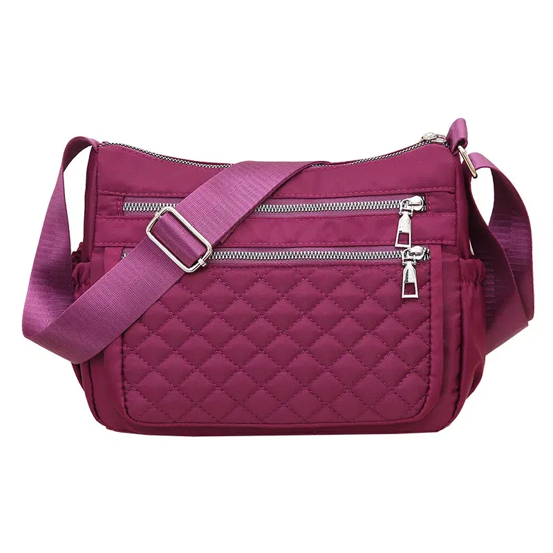 Color: Lake Blue - Yogodlns Women Nylon Shoulder Bag Waterproof Multi-pocket Zipper Bag Ladies Travel Messenger Bag For Designer Bolsa Feminina