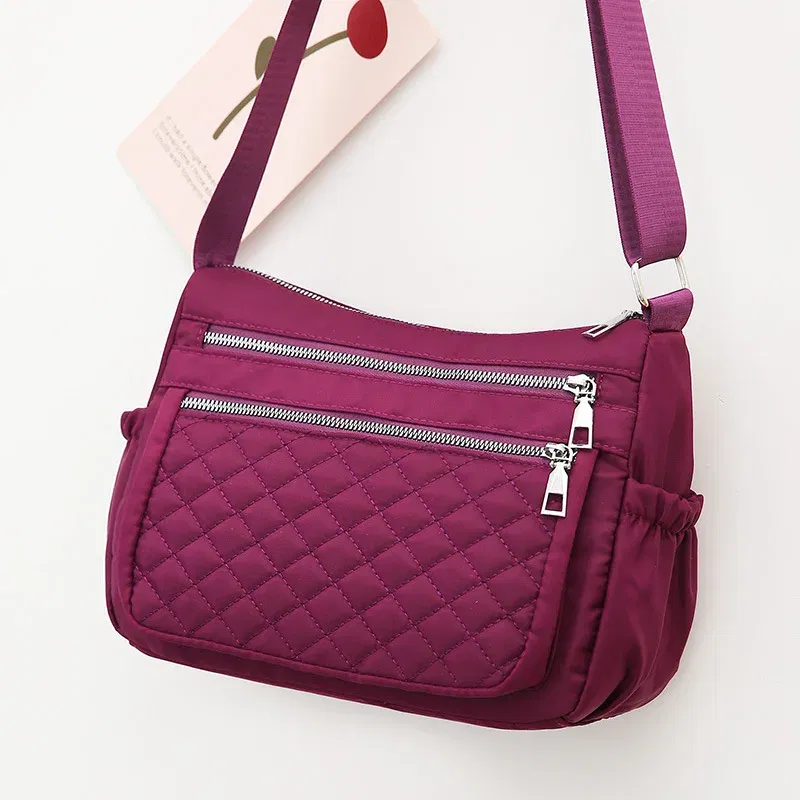 Color: Lake Blue - Yogodlns Women Nylon Shoulder Bag Waterproof Multi-pocket Zipper Bag Ladies Travel Messenger Bag For Designer Bolsa Feminina