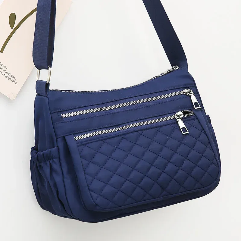 Color: Lake Blue - Yogodlns Women Nylon Shoulder Bag Waterproof Multi-pocket Zipper Bag Ladies Travel Messenger Bag For Designer Bolsa Feminina