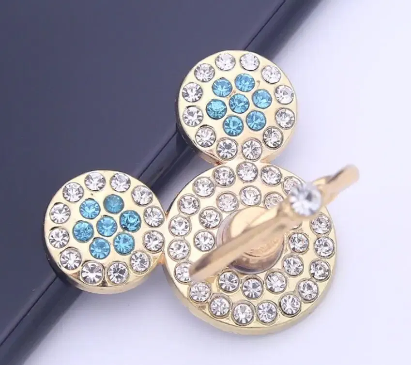 Color: green - Cute Anime Mickey Mouse Minnie Phone Finger Ring Holder With Diamond Kawaii High Quality Mobile Stand For Iphone 13 14 Huawei