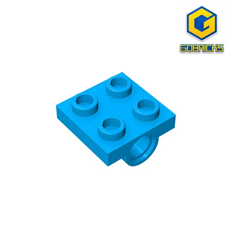 Color: Gold - MOC PARTS GDS-848 Plate, Modified 2 x 2 with Pin Hole - Full Cross Support Underneath compatible with lego 10247 2444