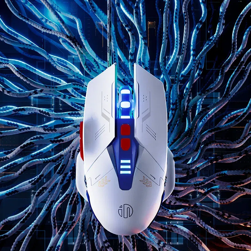 Color: WHITE - INPHIC W9 Wired Gaming Mouse Adjustable 4 Levels 8800DPI E-sports Macro Breathing Lighting Effect Ergonomics PUBG CF LOL
