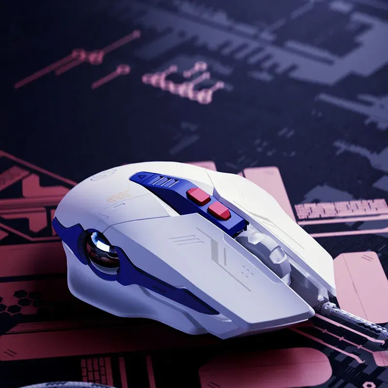 Color: WHITE - INPHIC W9 Wired Gaming Mouse Adjustable 4 Levels 8800DPI E-sports Macro Breathing Lighting Effect Ergonomics PUBG CF LOL