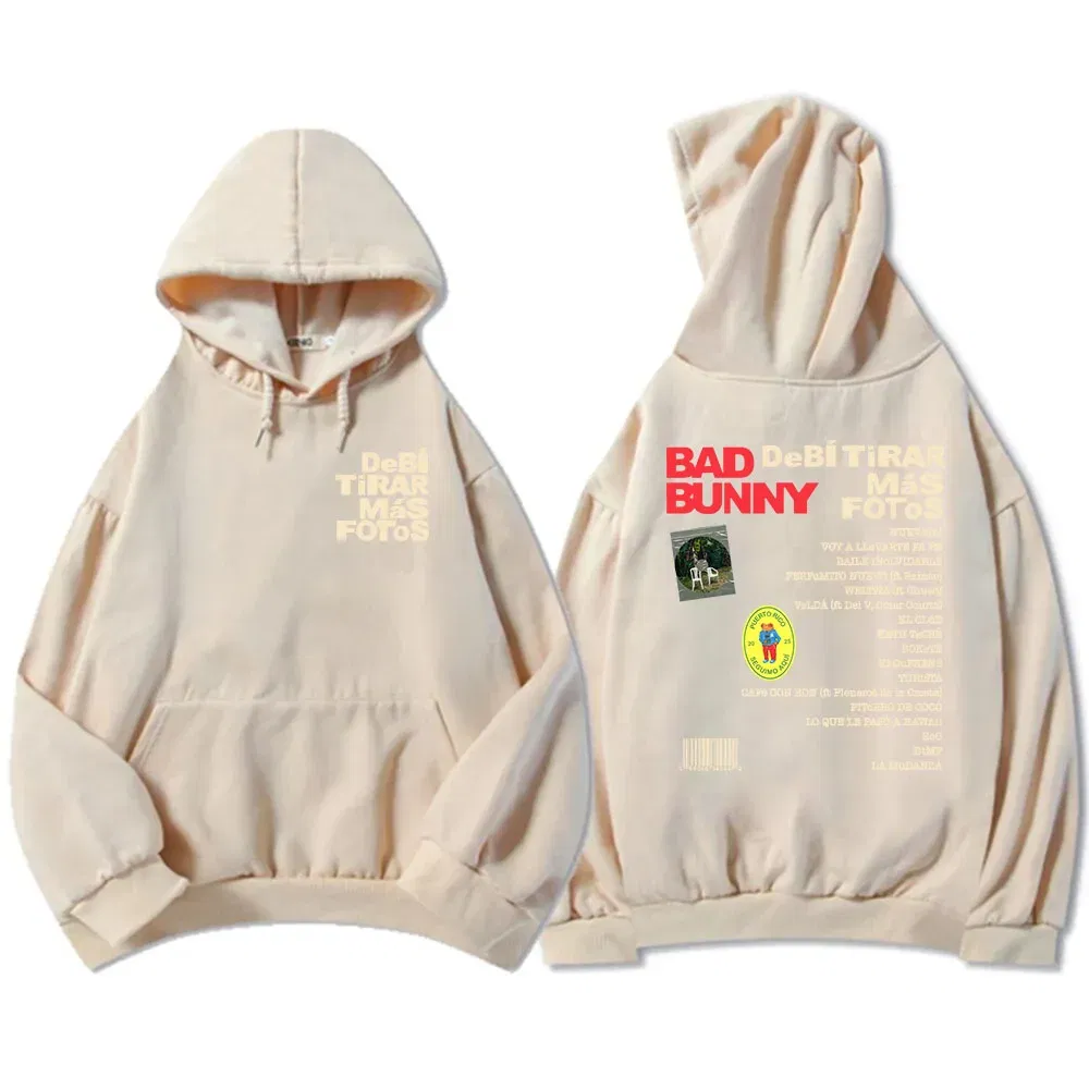 Color: Navy Blue, Size: XL - Unisex Streetwear Bad Bunny DTMF Hoodies 2025 New Album Deb? Tirar Más Fotos Printing Sweatshirts Winter Comfortable Male Hoodie
