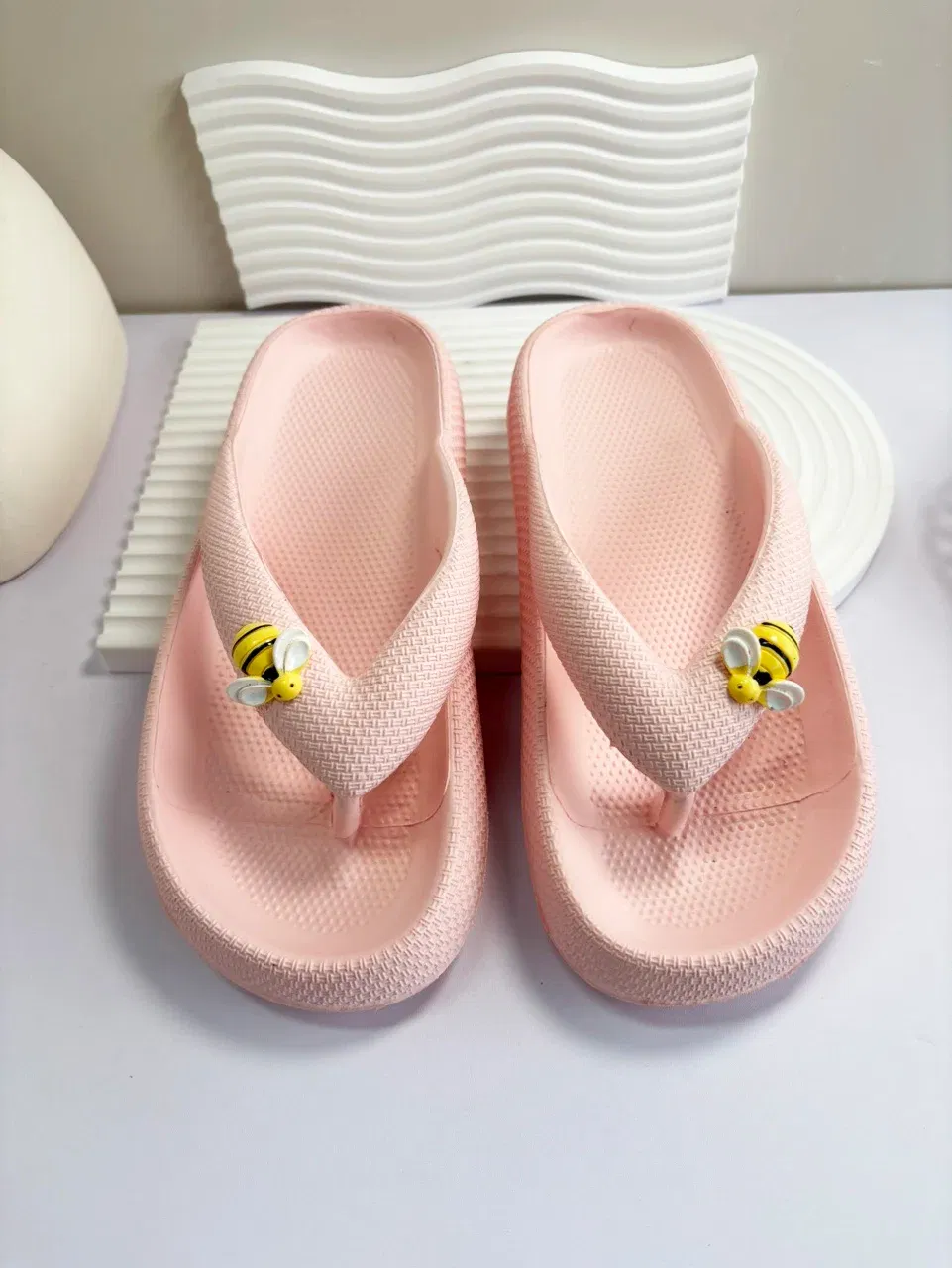Color: Cyan-Blue, Shoe Size: 38-39 - Summer Multi Color Women's Flip Flops Fashionable Metallic Teddy Bear Bow Slide Sandal Beach Vacation Home Versatile Footwear