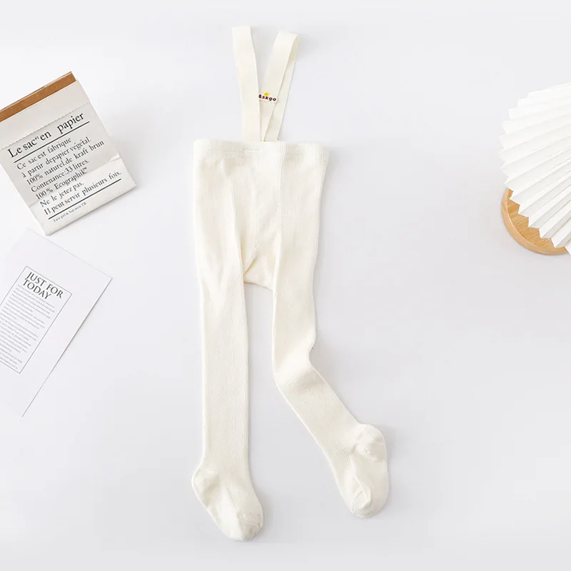 Color: Beige, Kid Size: 3M - Baby Girl Stocking 0-3 Y Infant Toddler Knit Tights Newborn Suspender Tights Pantyhose Autumn Solid High Waist Overall Legging