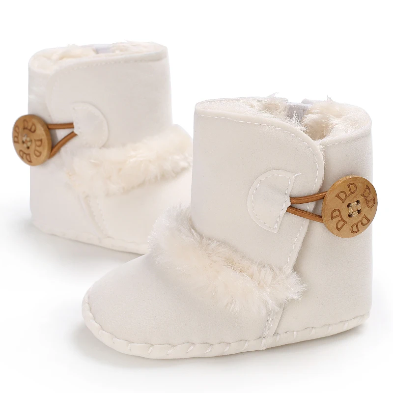 Color: Blue, Baby Age: 0-6 Months - 2022 Baby Autumn Winter Boots Baby Girl Boys Winter Warm Shoes Solid Fashion Toddler Fuzzy Balls First Walkers Kid Shoes 0-18M