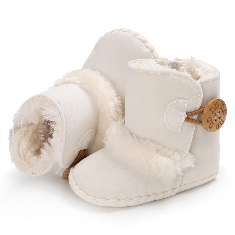 Color: Blue, Baby Age: 0-6 Months - 2022 Baby Autumn Winter Boots Baby Girl Boys Winter Warm Shoes Solid Fashion Toddler Fuzzy Balls First Walkers Kid Shoes 0-18M