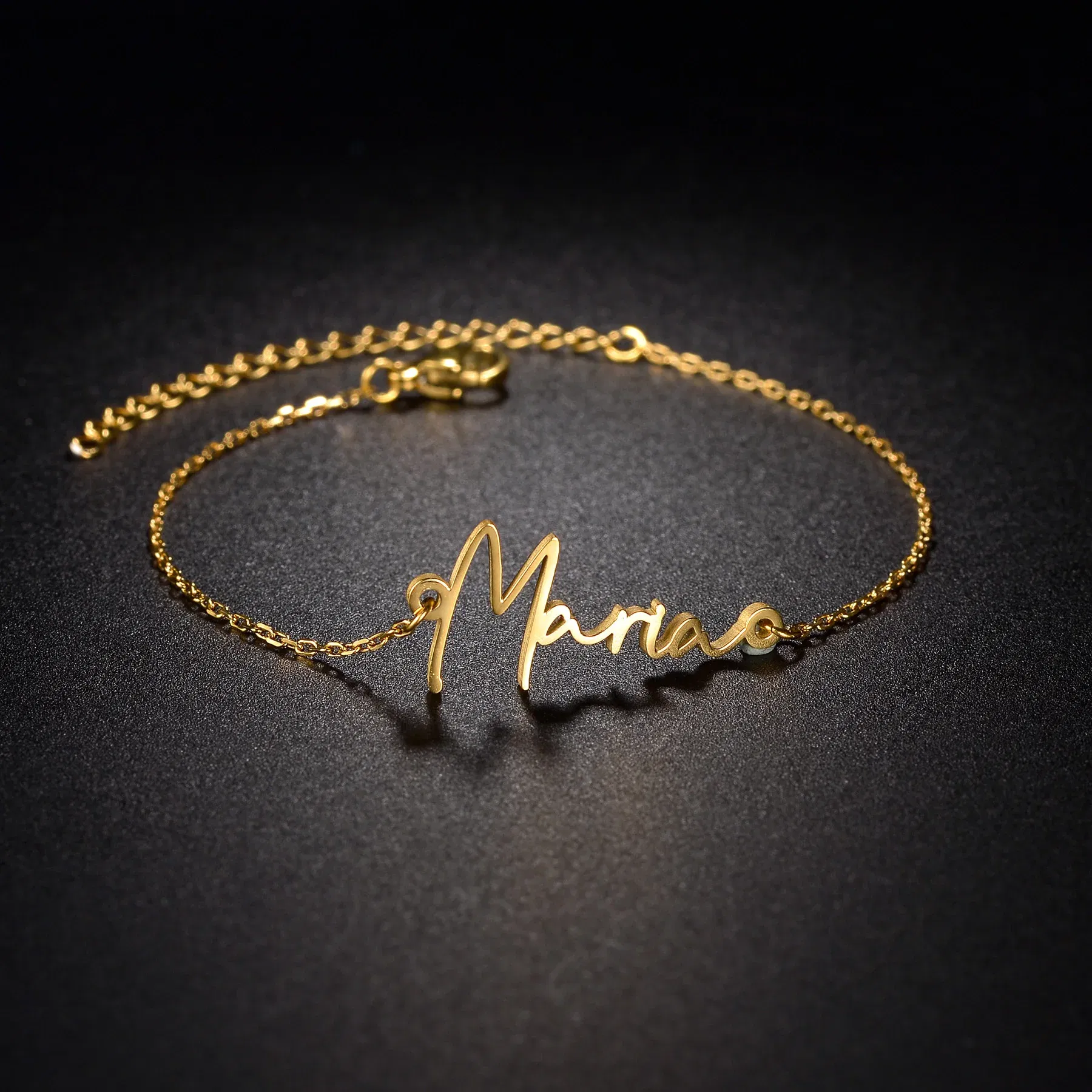 Metal Color: Blue Zinc Plated, Length: 21cm, Main Stone Color: Gold - Atoztide Personalized Custom Name Bracelet for Women Men Stainless Steel 10mm Cuban Chain Nameplate Handmade Bangle Jewelry Gift